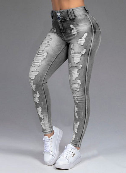 Fashion Ripped Women's Skinny Feet High Waist Jeans