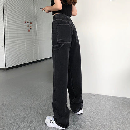 Mopping black denim trousers