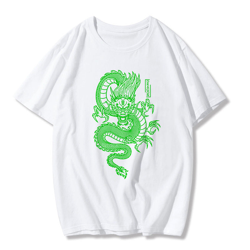 Qinglong fashion printed short-sleeved T-shirt