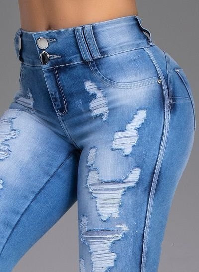 Fashion Ripped Women's Skinny Feet High Waist Jeans