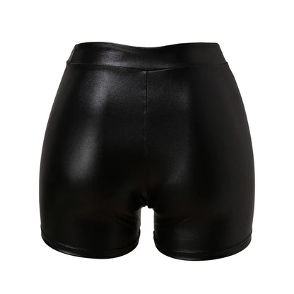 Women's Fashion Slim Fit Leather Pants High Waist Shorts