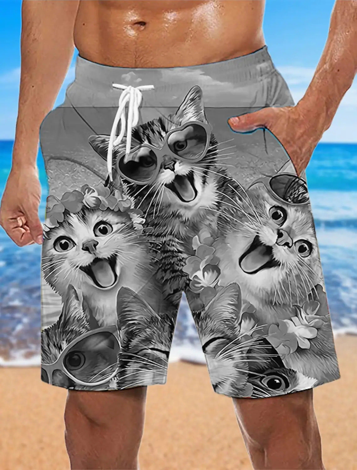 Men's Loose Beach pants 3D Printed Pattern