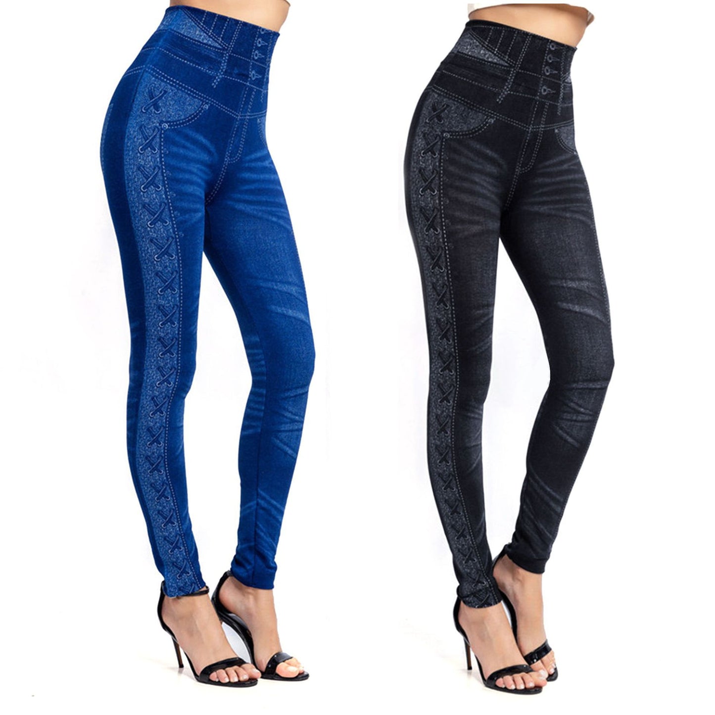 Imitation denim leggings