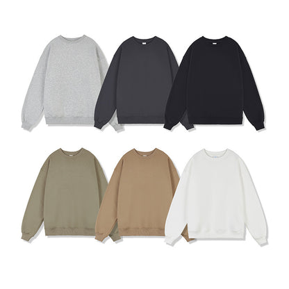 Fleece-lined Crew Neck Sweater Men's Loose Heavy Thickening