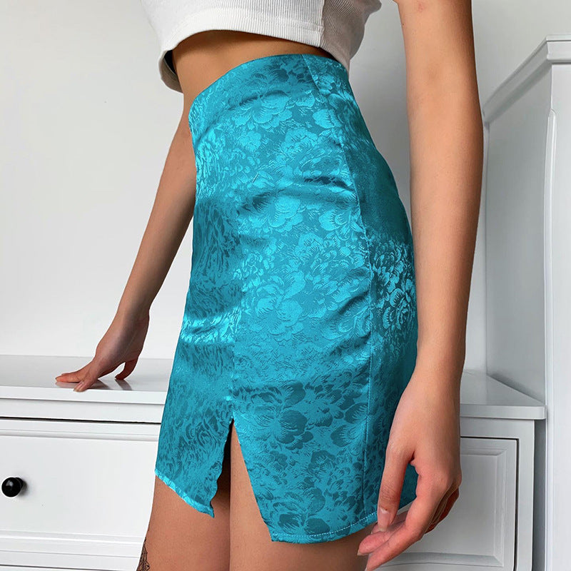 Satin jacquard skirt summer