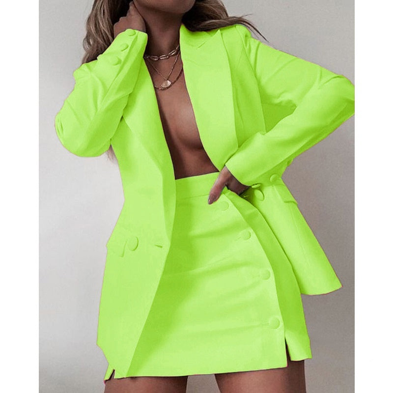 Solid Color Suit Short Skirt Two-piece Set Women's New