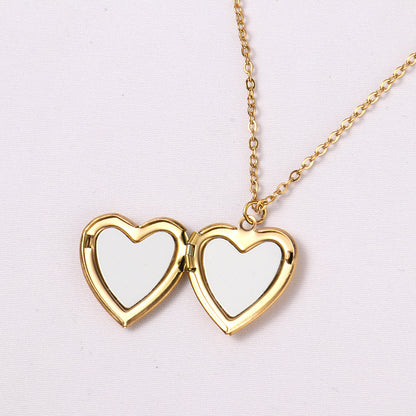 Blank Thermal Transfer Supplies Peach Heart Round Love Necklace Pendant