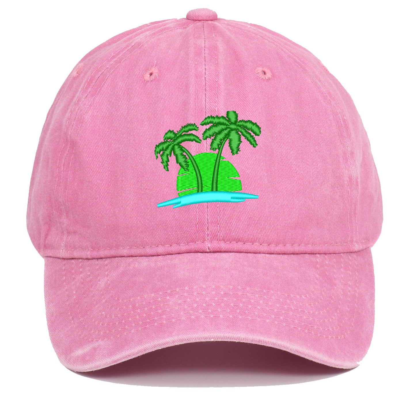 Coconut Embroidery Pattern Washed Old Soft Top Baseball Cap