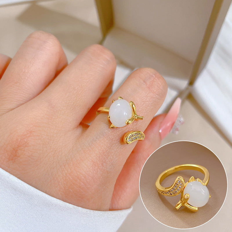 Elegant High-grade Zircon Super Ring Female Opening Adjustable