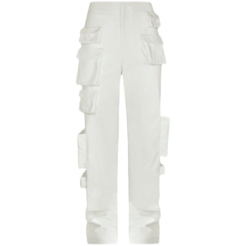 Three-dimensional Multi-pocket High-waist Slim Overalls Casual Trousers