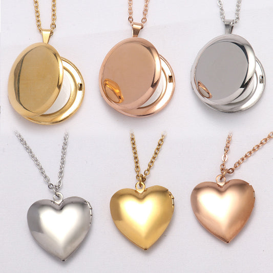 Blank Thermal Transfer Supplies Peach Heart Round Love Necklace Pendant