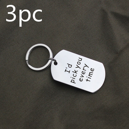 Metal Titanium Steel Keychain Stainless Steel English Holiday Gift Customization