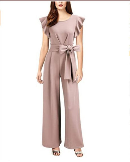 Sleeveless Ruffled Waist Wide Leg Jumpsuit