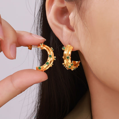 18K Gold Plating Simple New Geometric C- Shaped Earrings