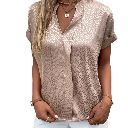 Jacquard Pullover V-neck Loose-fitting Women's Shirt