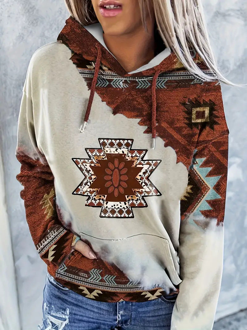 FallWinter Hoodie Ethnic Print