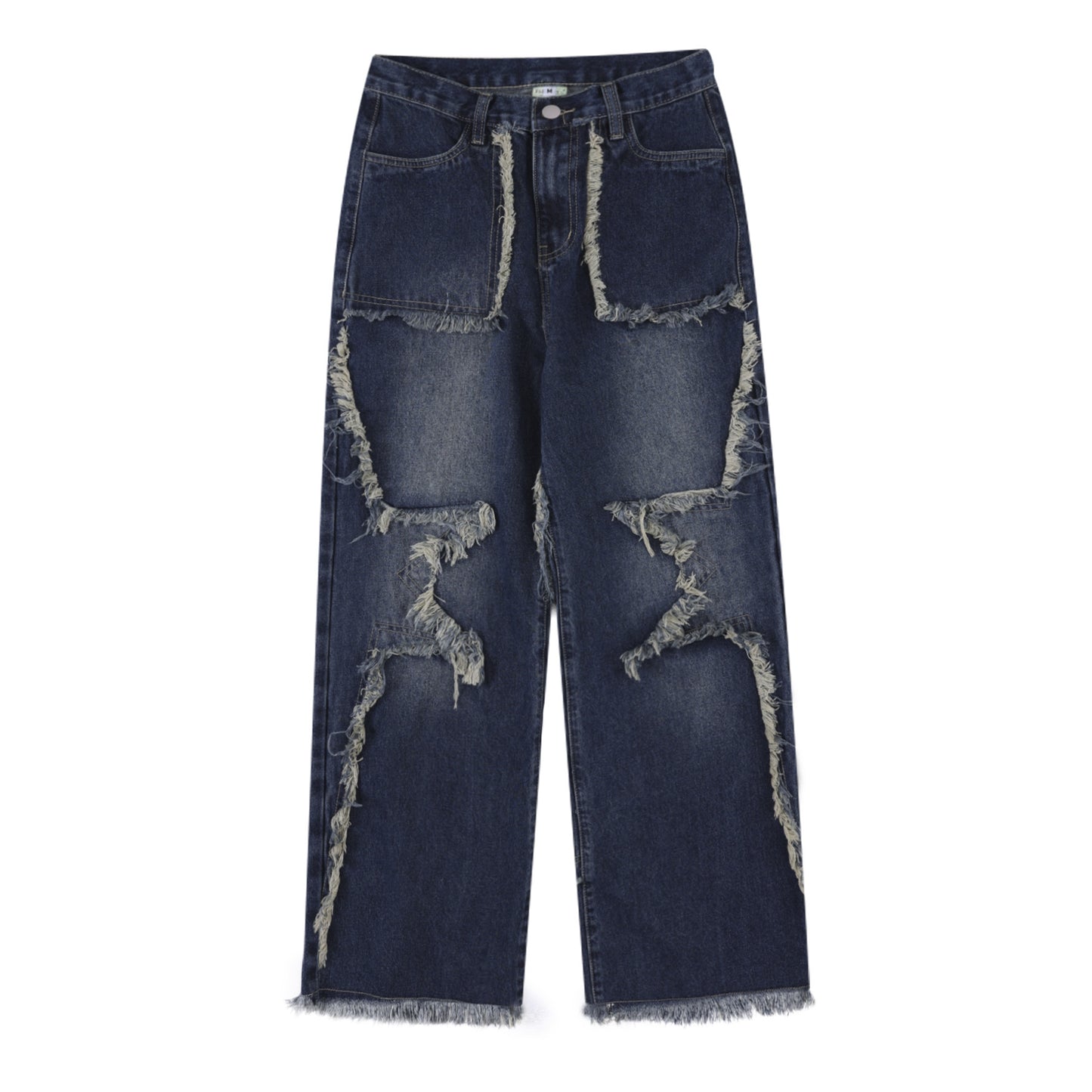 American-style Distressed Heavy Industry Straight Casual Jeans