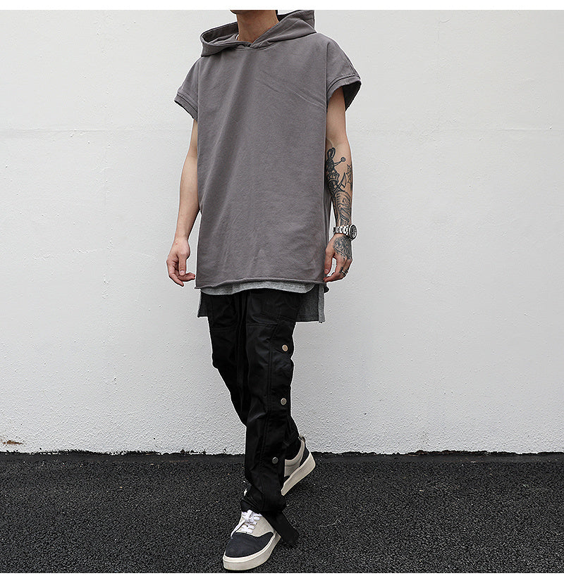 Solid color sleeveless sleeveless hoodie