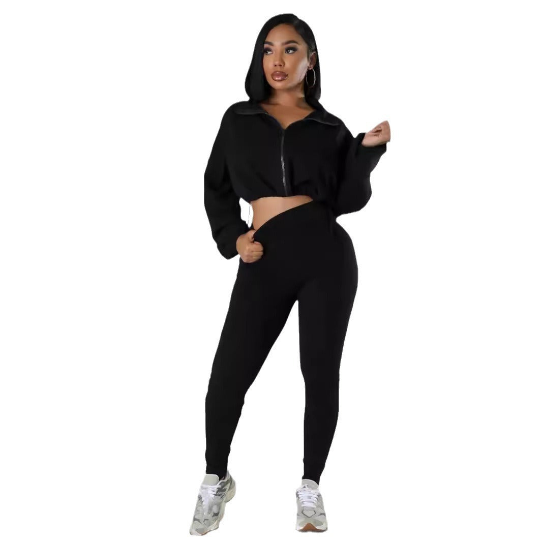 Women's Fashion Hooded Loose Long Sleeves Top Two-piece Suit