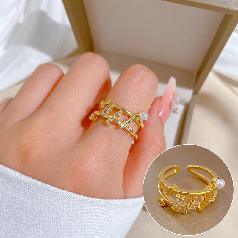 Elegant High-grade Zircon Super Ring Female Opening Adjustable