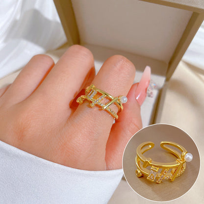 Elegant High-grade Zircon Super Ring Female Opening Adjustable