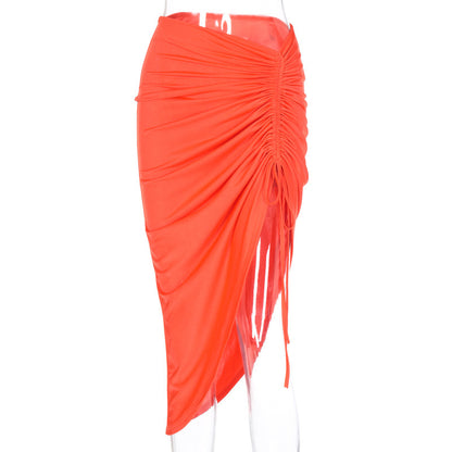 Slim slim drawstring skirt