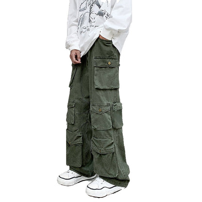 Multi-pocket Overalls Men's Niche Tide Brand Wide Leg Trousers