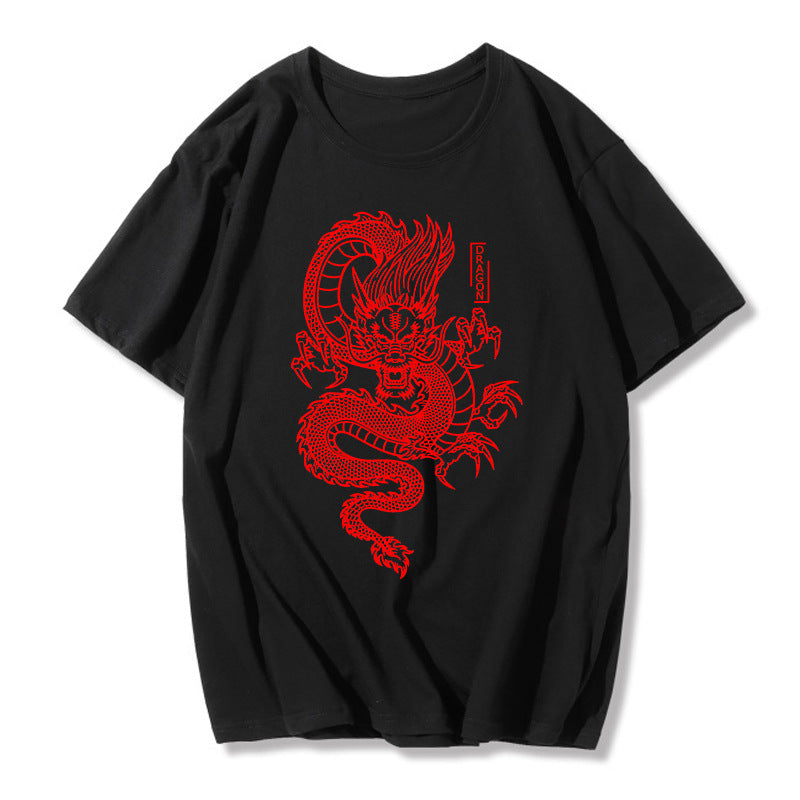 Qinglong fashion printed short-sleeved T-shirt