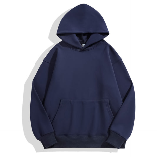 Heavy-duty Fleece Shoulder Down Hoodie Without Drawstring