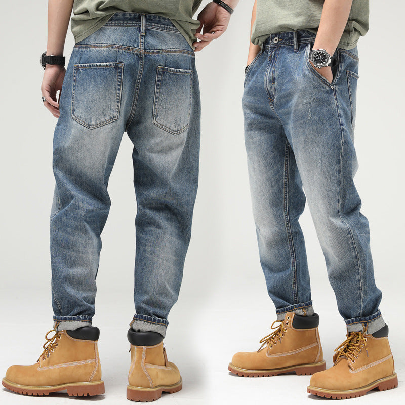 Fashion Retro Men's Casual Loose Straight-leg Jeans