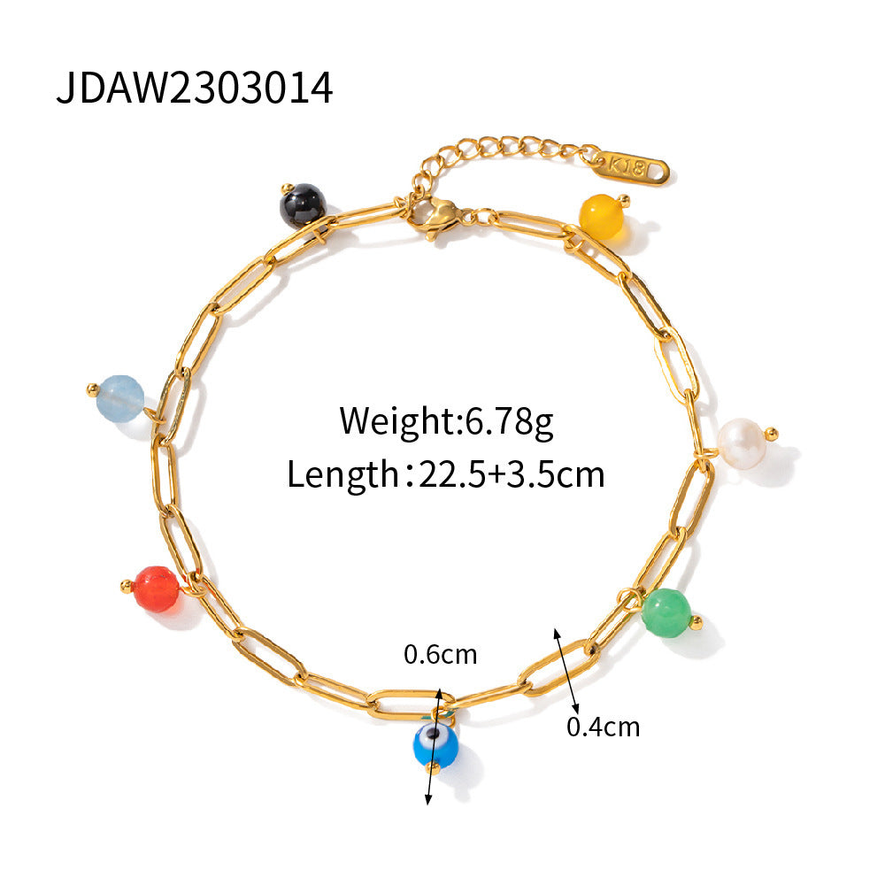 Beach Versatile Women's Simple Bohemian Color Bead Anklet Bohemian Style Foot Ornaments