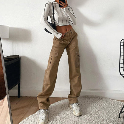 Women's High Waist And Long Legs Solid Color All-match Denim Trousers