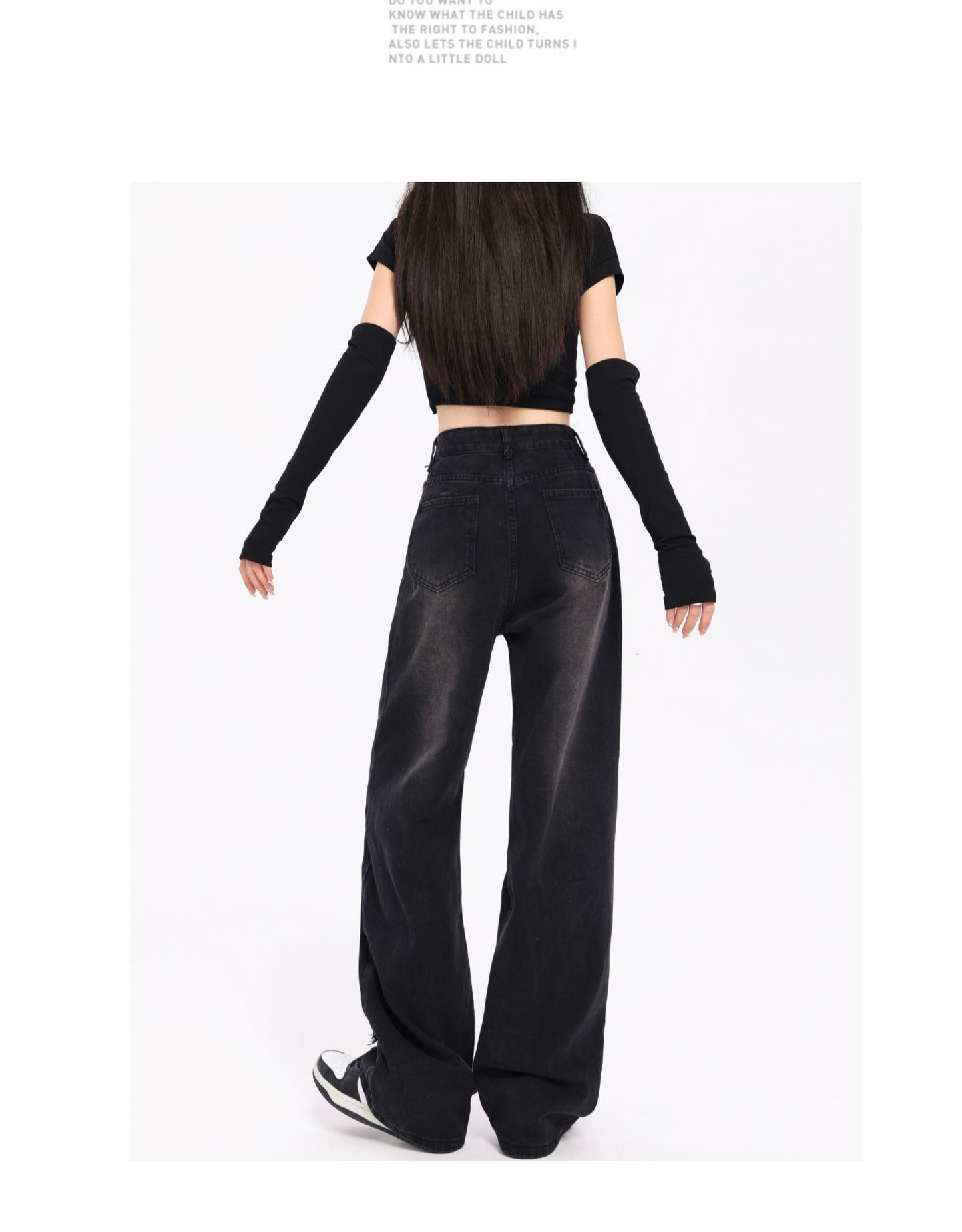 Embroidered Jeans Autumn And Winter New High Waist Splash-ink Wide Leg Straight Mop Pants