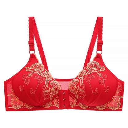 Front Buckle Embroidered Underwear Women Push Up