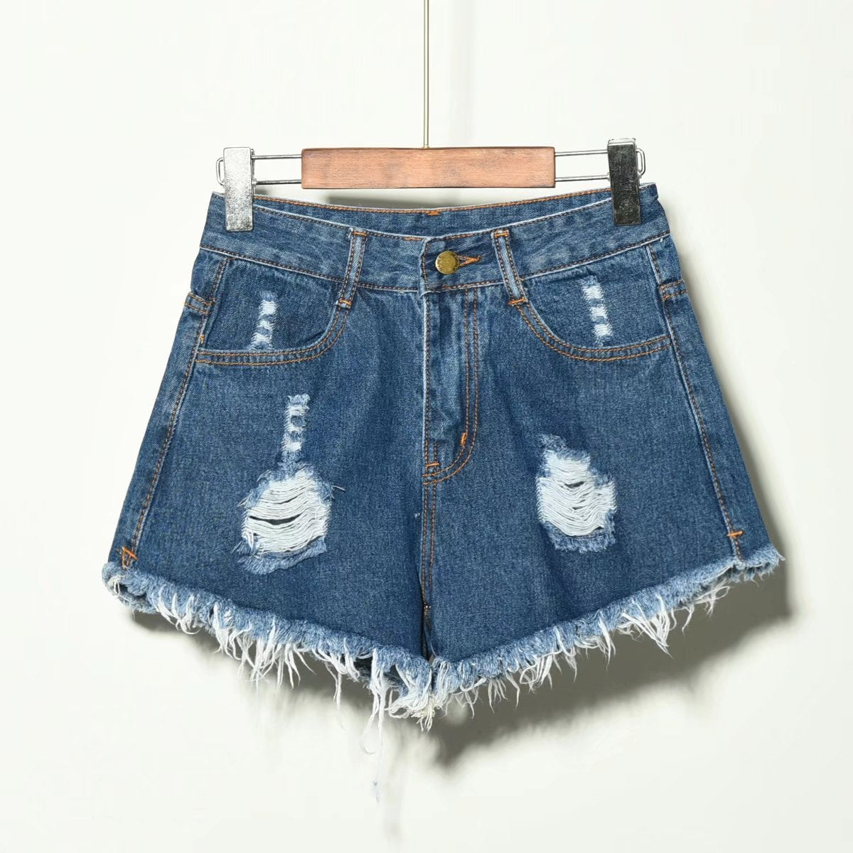 Women's irregular denim shorts