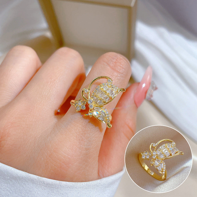 Elegant High-grade Zircon Super Ring Female Opening Adjustable