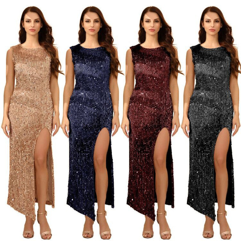 Pure Color Sequins Dress