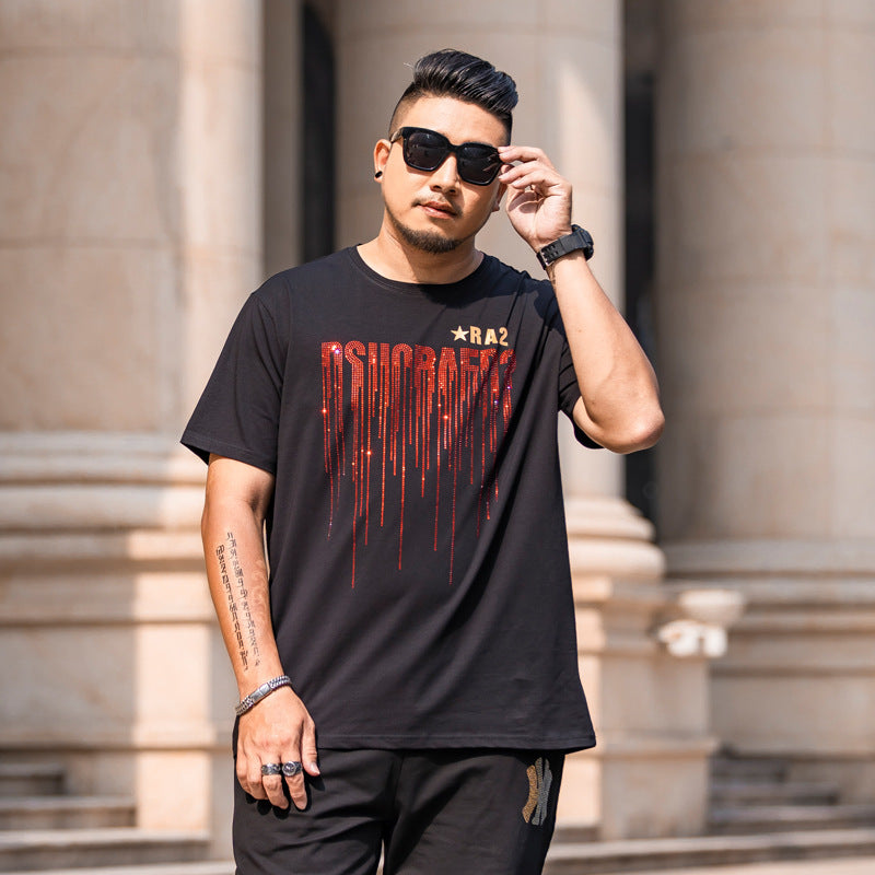 Loose Hot Drill Half Sleeve T-shirt