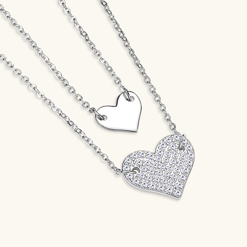 Heart-shaped Design Pendant High-grade Double-layer Twin Clavicle Chain