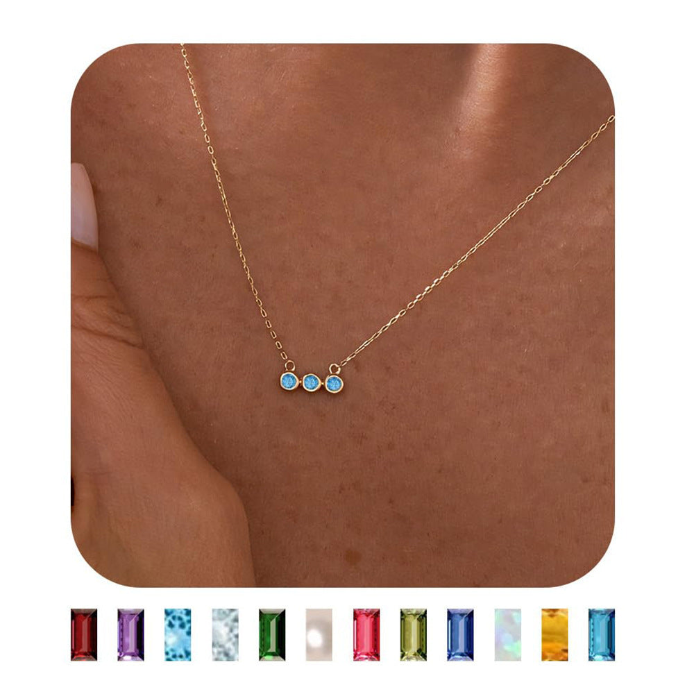 Birthstones Pendant Necklace Colorful Fashion