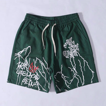 Japanese Harajuku style graffiti casual shorts men