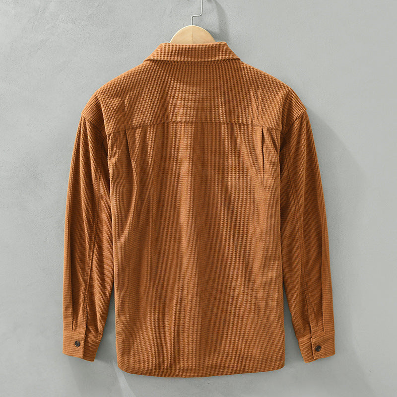 Waffle Long Sleeve Shirt Japanese Style Workwear Top