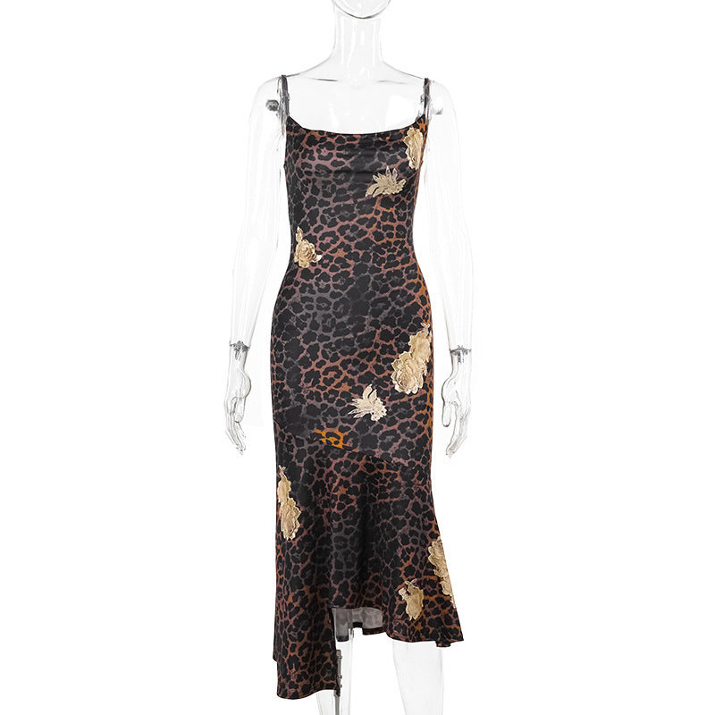 Sexy Leopard Print Printing Slip Dress Women