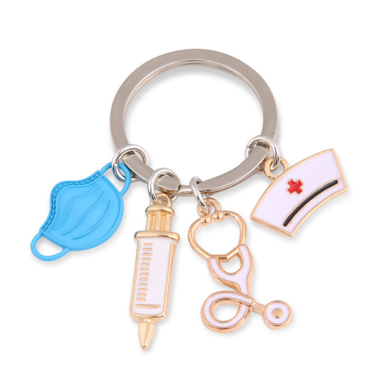 Mask Syringe Stethoscope Nurse Keychain