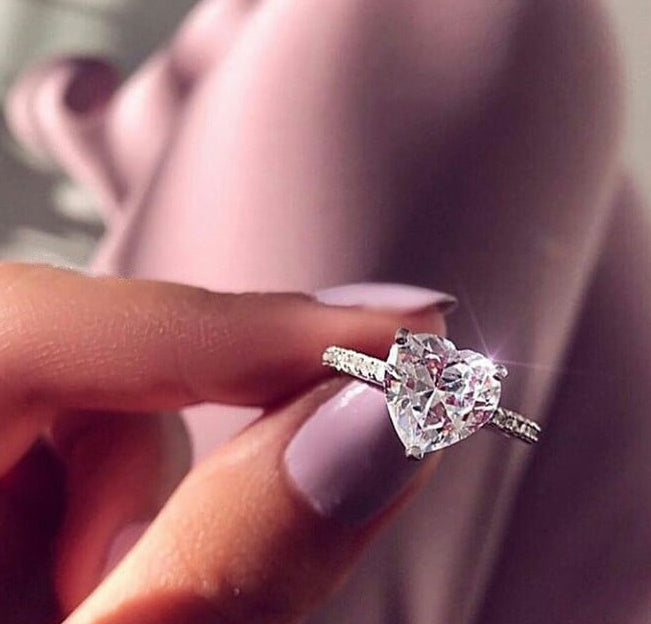 zircon heart-shaped ring wish engagement party ring jewelry