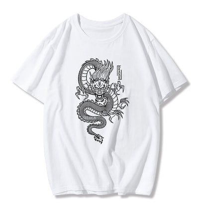 Qinglong fashion printed short-sleeved T-shirt