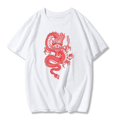 Qinglong fashion printed short-sleeved T-shirt