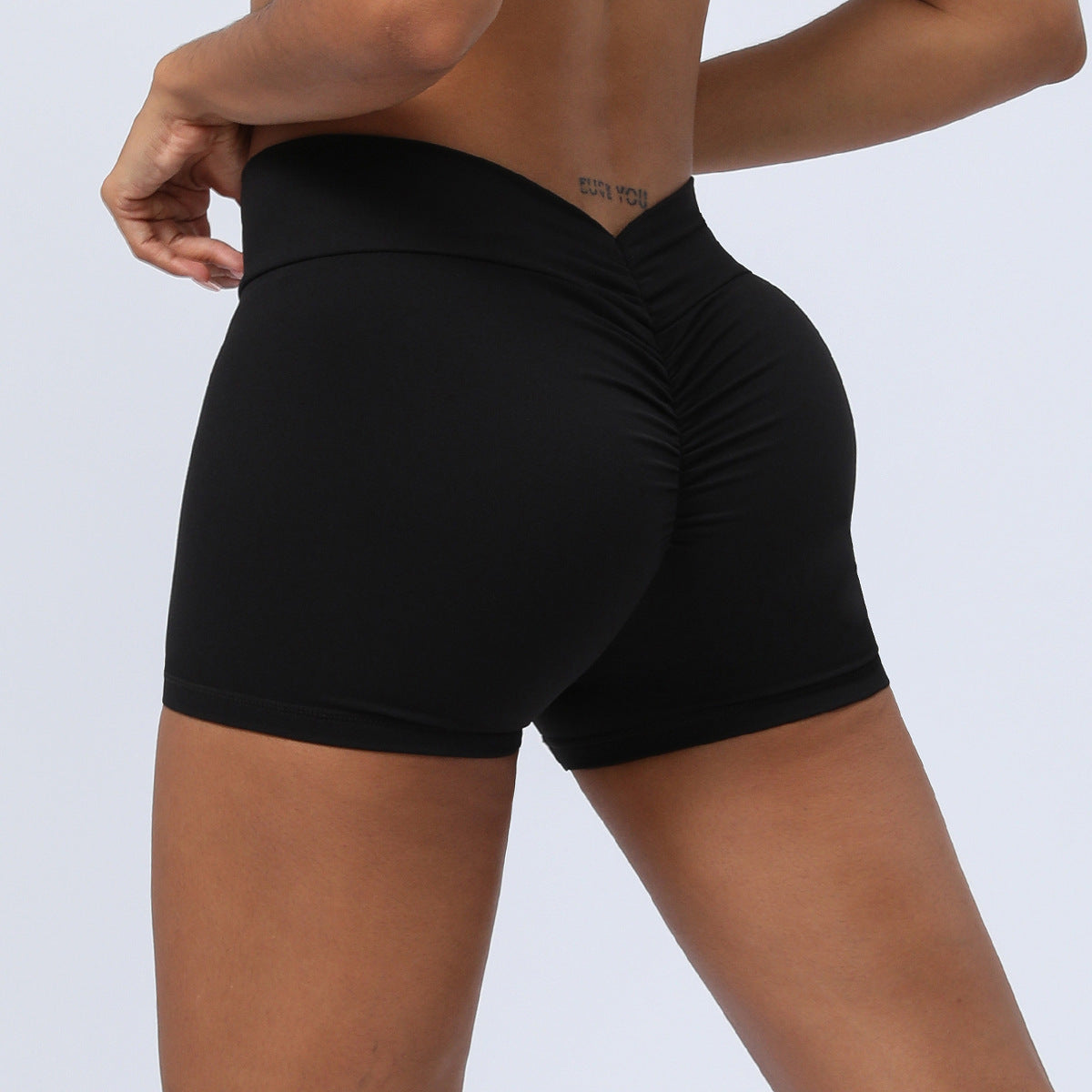 V-shaped Pleated Hip Lifting Sport Fitness Tight Shorts