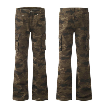 Women's Retro Slim Washed Camouflage Pants