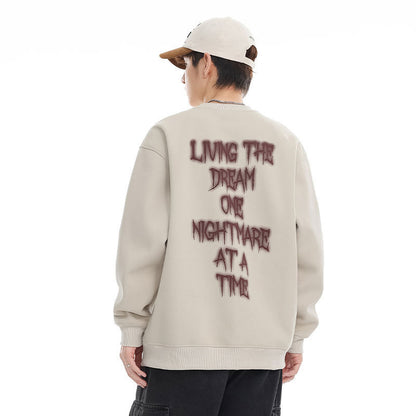 Men's American Style Trend Letters Printed Crew Neck Sweatshirt